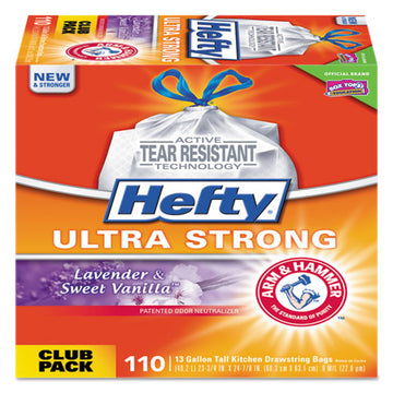 Hefty® Ultra Strong Scented Tall White Kitchen Bags, 13 Gal, 0.9 Mil, 23.75" X 24.88", White, 330-carton freeshipping - TVN Wholesale